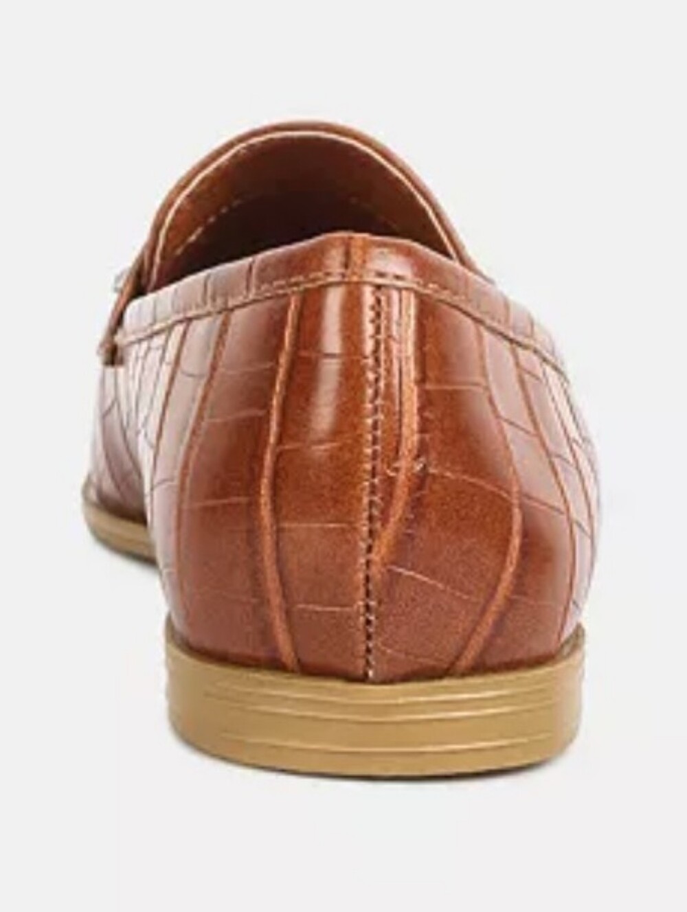 Women's Tan Croc-Embossed Fringe Loafers - Picture 3 of 7